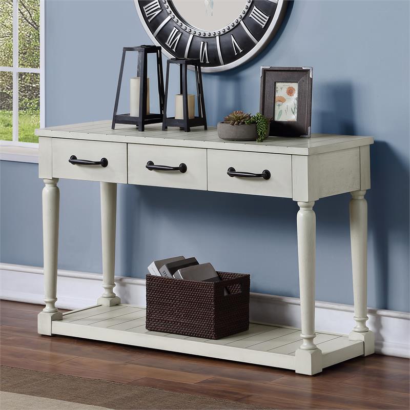 Steve Silver Hemingway White Alabaster Sofa Table