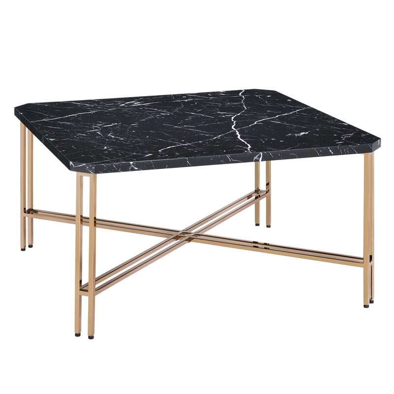 Steve Silver Daxton Black Faux Marble Square Cocktail Table