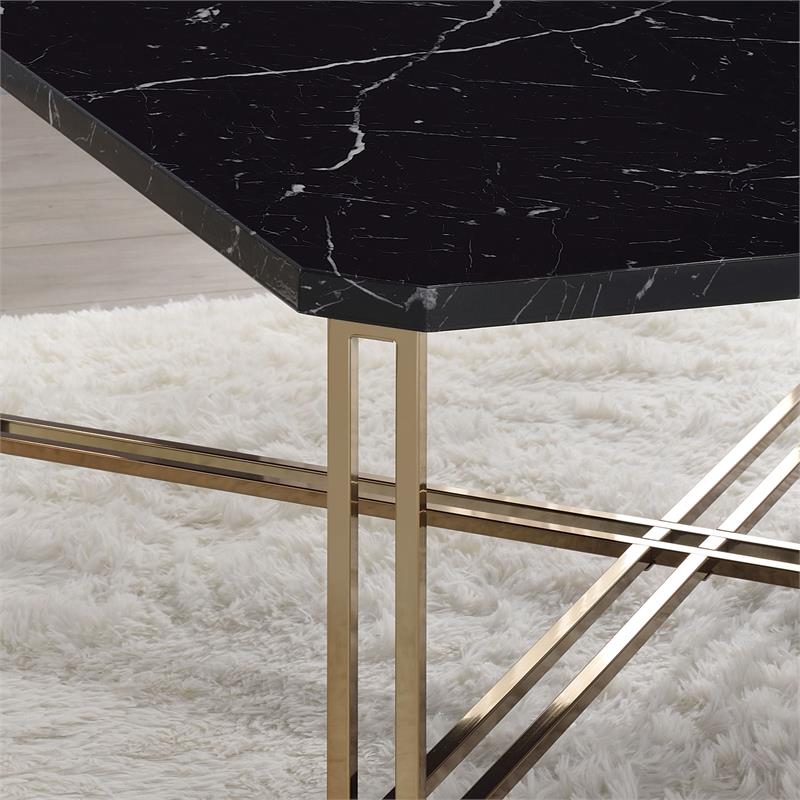 Steve Silver Daxton Black Faux Marble Square Cocktail Table