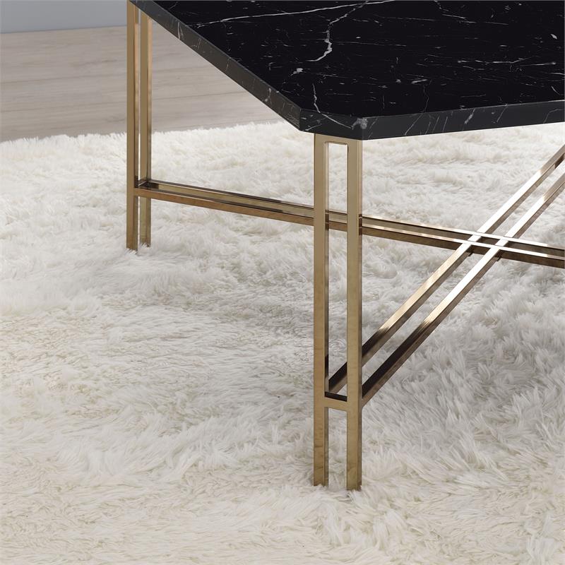 Steve Silver Daxton Black Faux Marble Square Cocktail Table