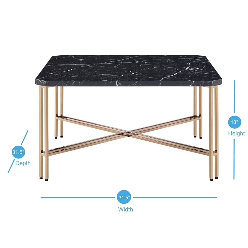 Steve Silver Daxton Black Faux Marble Square Cocktail Table