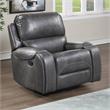 Steve Silver Keily Gray Faux Leather Manual Swivel Glider Recliner Chair