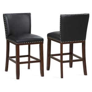 Steve Silver Tiffanie Faux Leather 30&quot Bar Stool - Black-Espresso