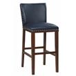 Tiffanie Navy Faux Leather and Espresso Finish Bar Stool