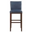 Tiffanie Navy Faux Leather and Espresso Finish Bar Stool