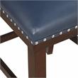Tiffanie Navy Faux Leather and Espresso Finish Bar Stool