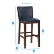 Tiffanie Navy Faux Leather and Espresso Finish Bar Stool