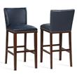 Tiffanie Navy Faux Leather and Espresso Finish Bar Stool