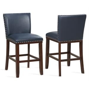 Steve Silver Tiffanie Solid Wood 24&quot Counter Stool - Navy-Espresso