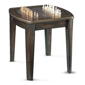 Diletta Dark Walnut Wood Game End Table with Chessboard