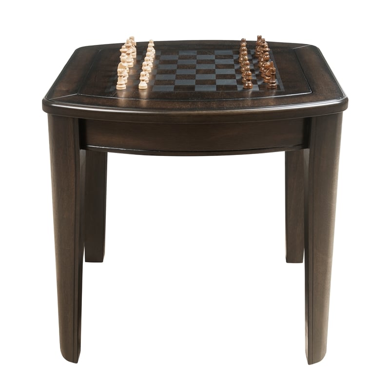 Diletta Dark Walnut Wood Game End Table with Chessboard - DL250GE