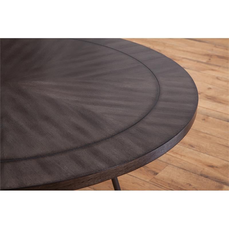 Steve Silver Derek Round Wood Top and Black Metal Base Dining Table