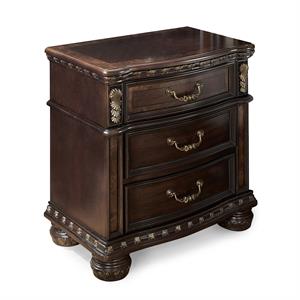 steve silver monte carlo rich cocoa chocolate 3-drawer wood nightstand