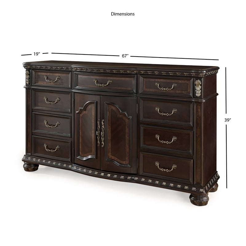 Steve Silver Monte Carlo Rich Cocoa Chocolate 9-drawer Dresser