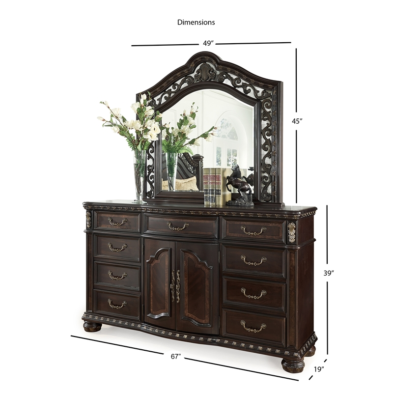 Steve Silver Monte Carlo Rich Cocoa Chocolate Dresser and Mirror