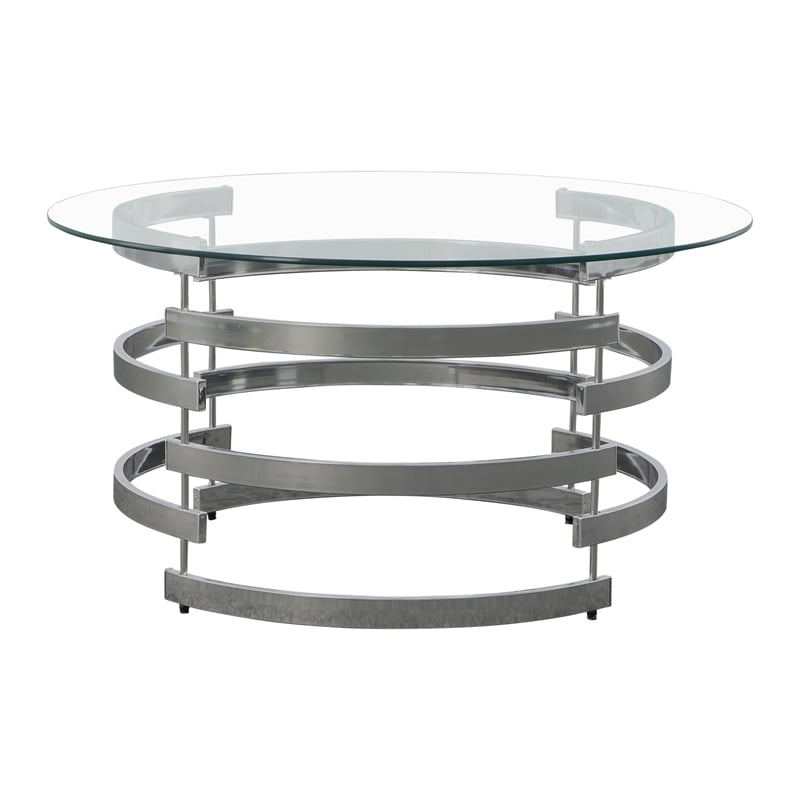 Tayside Metal and Chrome Tempered Glass Top Cocktail Table