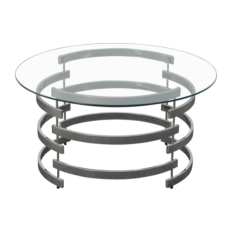 Tayside Metal and Chrome Tempered Glass Top Cocktail Table