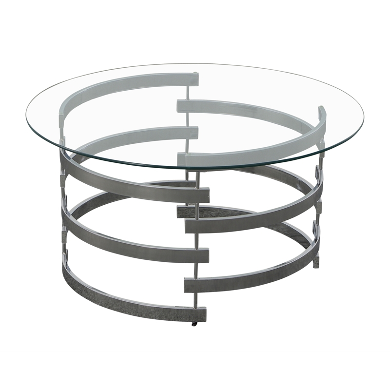 Tayside Metal and Chrome Tempered Glass Top Cocktail Table