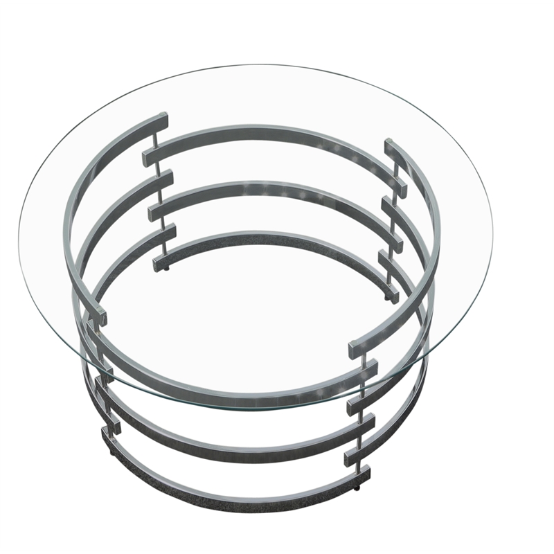 Tayside Metal and Chrome Tempered Glass Top Cocktail Table