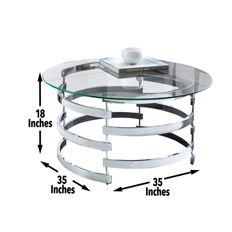 Tayside Metal and Chrome Tempered Glass Top Cocktail Table