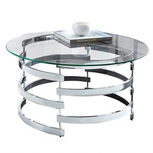 tayside metal and chrome tempered glass top cocktail table