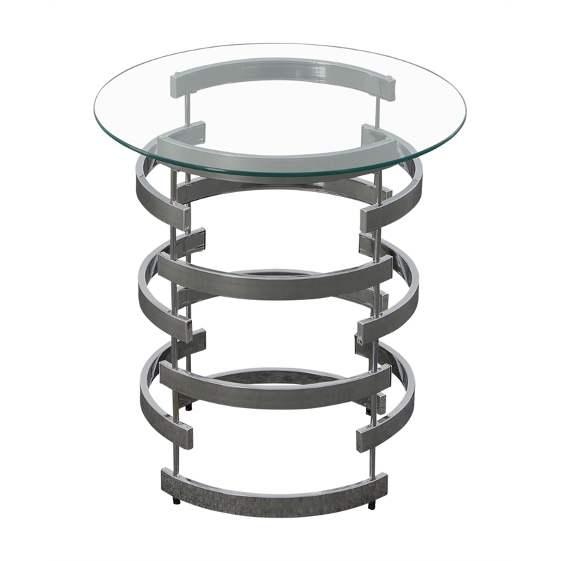 Tayside Chrome and Metal Tempered Glass Top End Table
