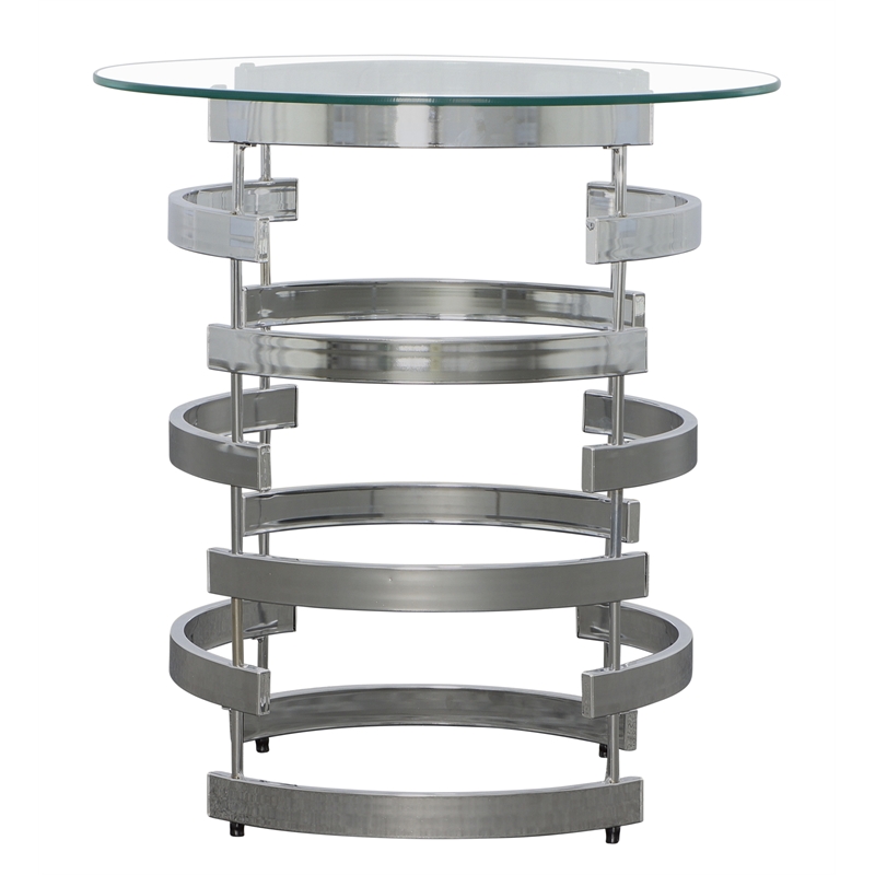 Tayside Chrome and Metal Tempered Glass Top End Table