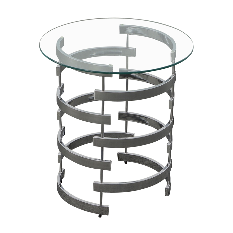 Tayside Chrome and Metal Tempered Glass Top End Table