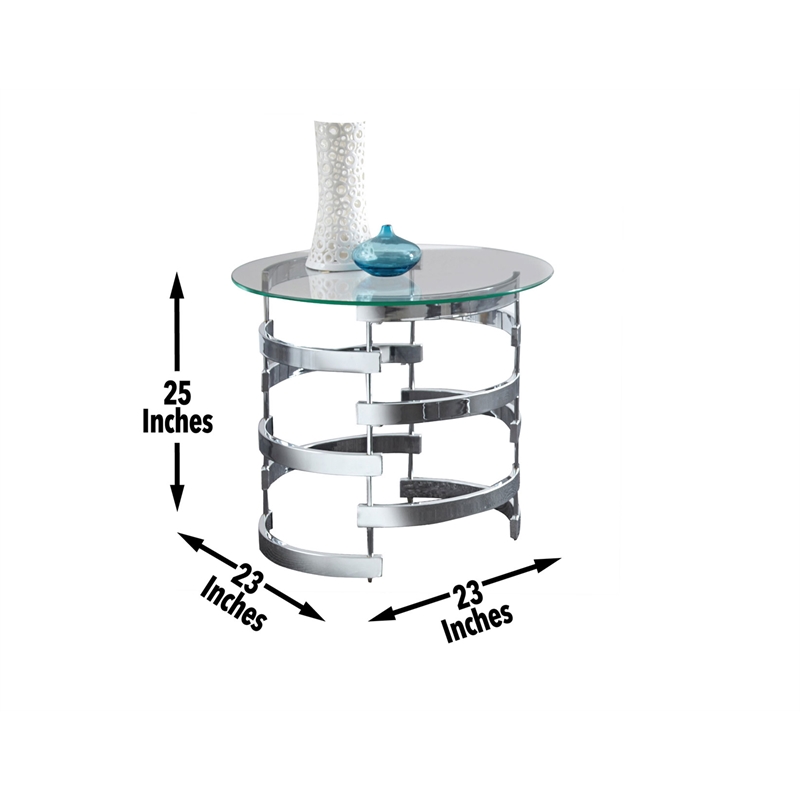 Tayside Chrome and Metal Tempered Glass Top End Table