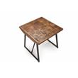 Walden Brown Wood Parquet Top with Dark Gray Iron Base End Table