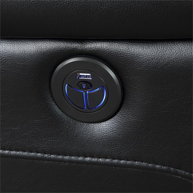 Steve Silver Levin Black Faux Leather 3-piece Power Reclining Sectional