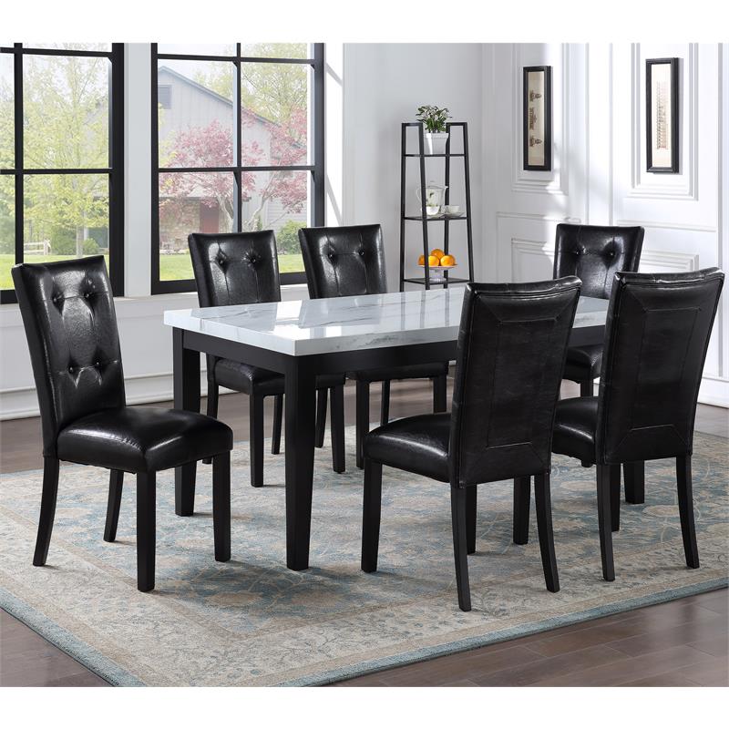 Steve Silver Sterling Black Faux Leather Upholstered Dining Chair