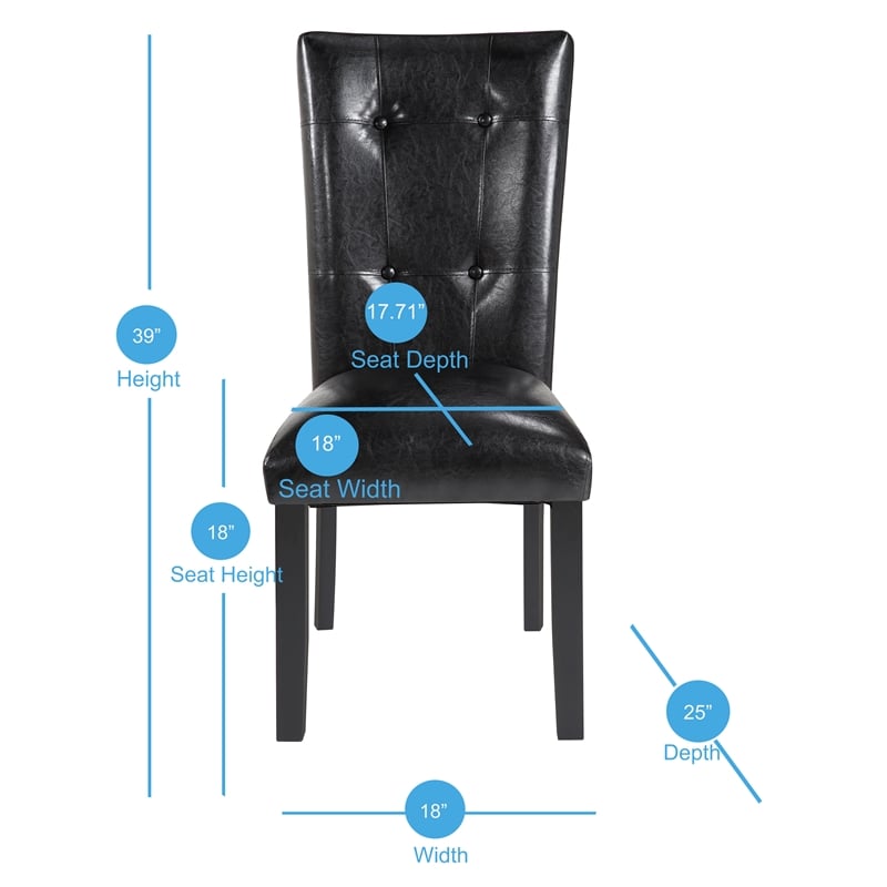 Steve Silver Sterling Black Faux Leather Upholstered Dining Chair