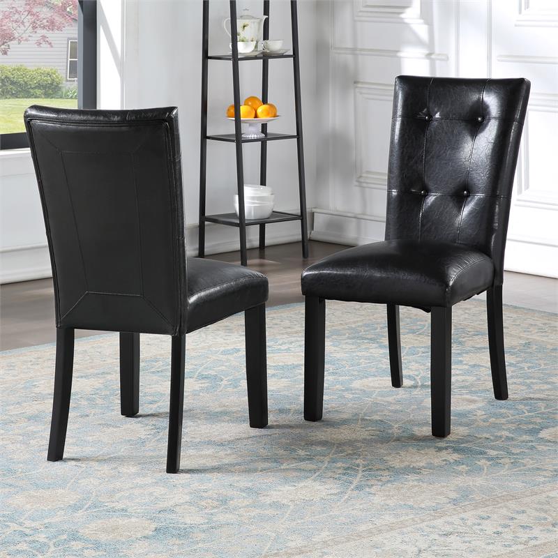 Sterling White Faux Marble and Wood 7-piece Dining Set in Black