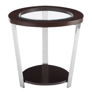 Steve Silver Duncan Espresso Finished Wood and Metal End Table