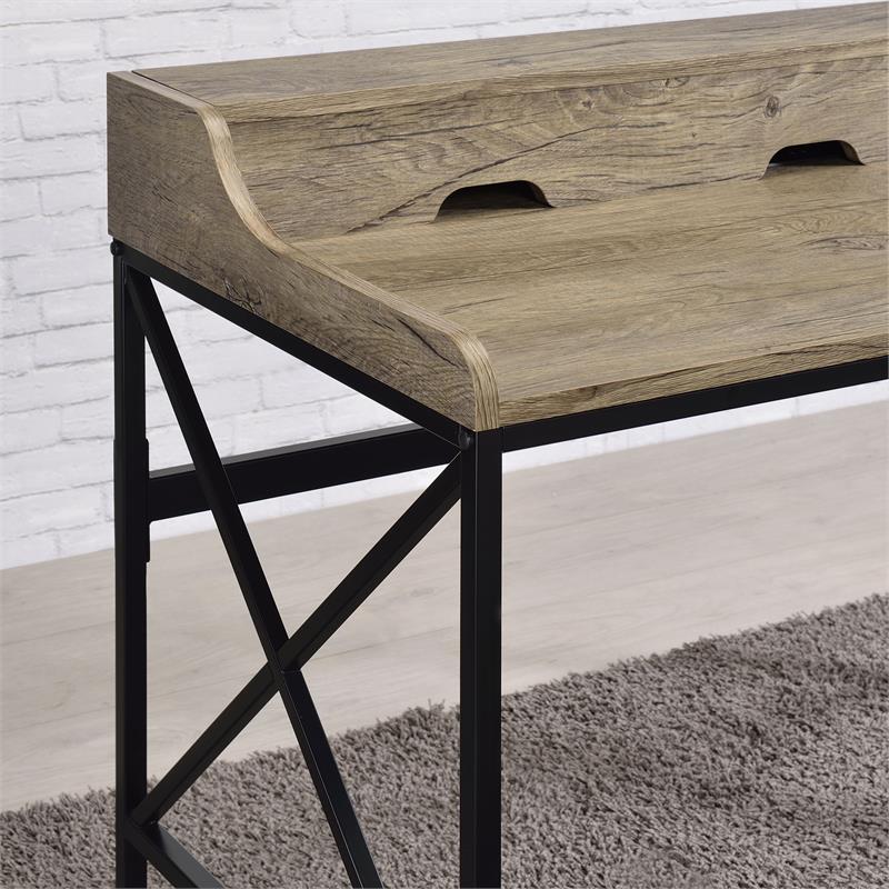Steve Silver Corday Gray Wood and Black Metal Desk with USB Port