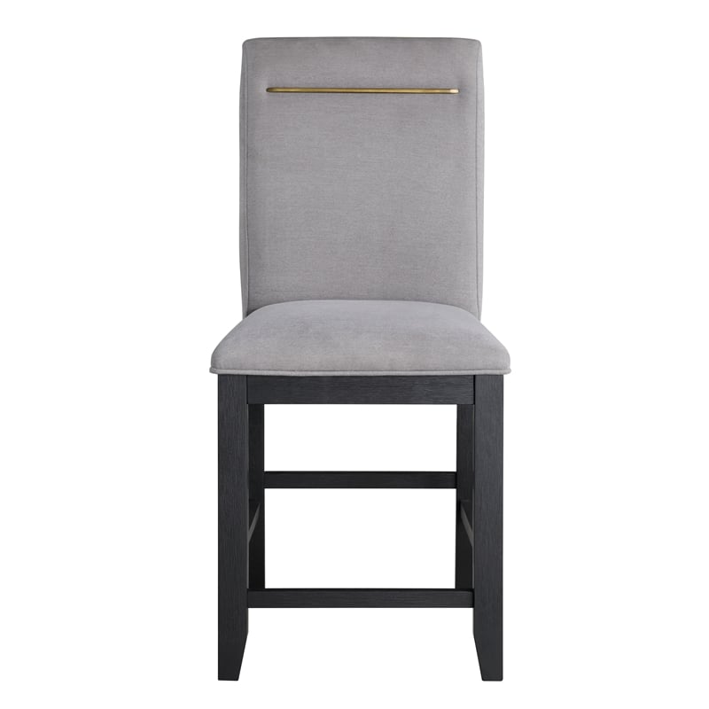 Yves Rubbed Charcoal and Light Gray Fabric Counter Chair