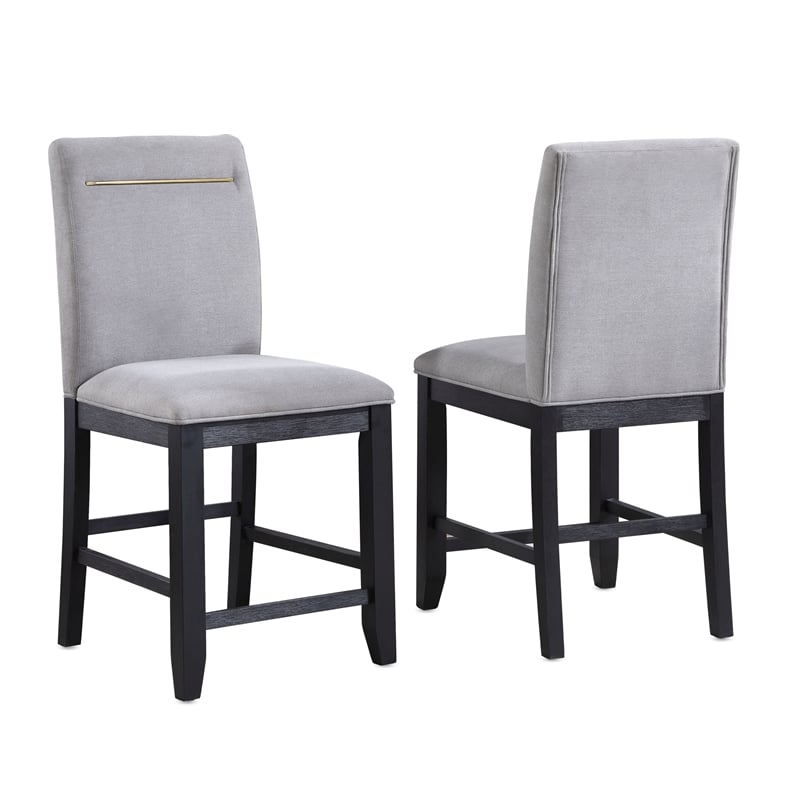 Yves Rubbed Charcoal and Light Gray Fabric Counter Chair