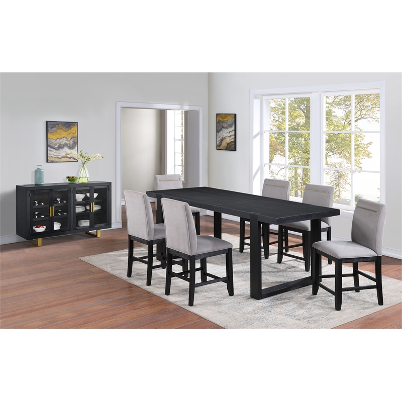 Yves Extendable Rubbed Charcoal Counter Table with 18-inch Leaf