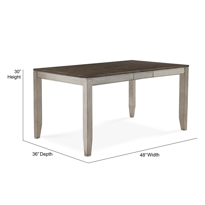 Abacus Two-tone Smokey Alabaster and Brown Dining Table with 12-inch Leaf