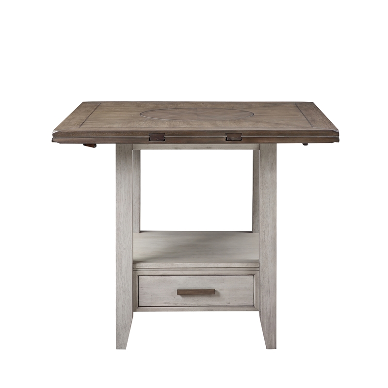 Abacus Two-tone Smokey Alabaster and Brown Drop-leaf Counter Table