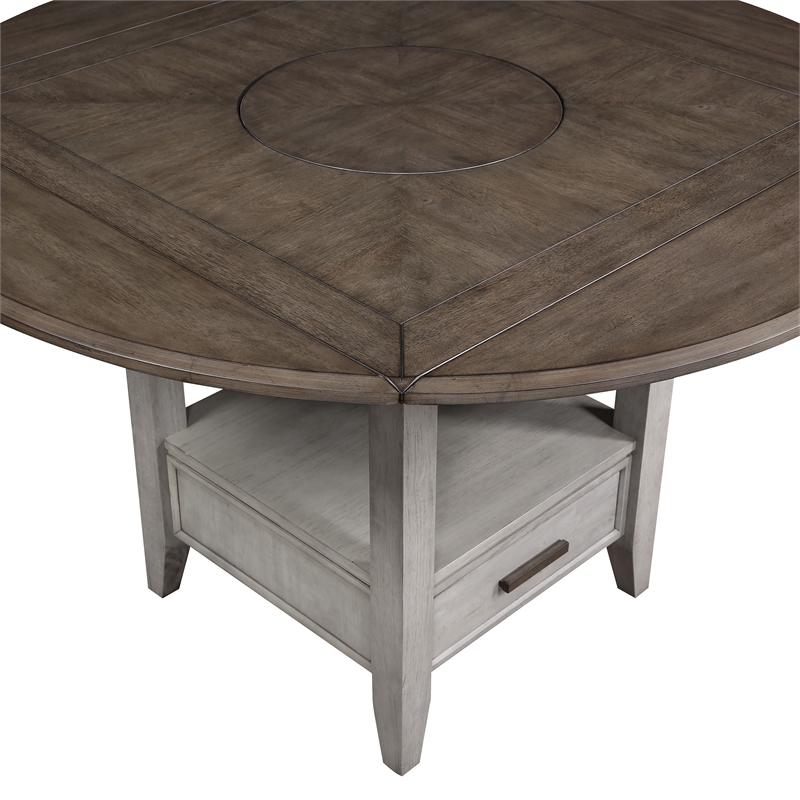 Abacus Two-tone Smokey Alabaster and Brown Drop-leaf Counter Table