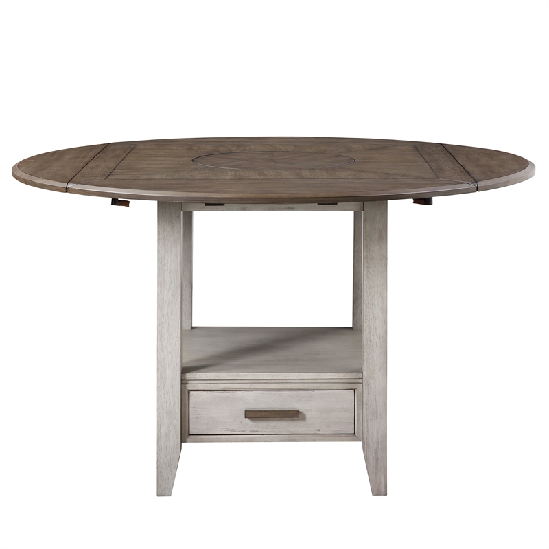 Abacus Two-tone Smokey Alabaster and Brown Drop-leaf Counter Table