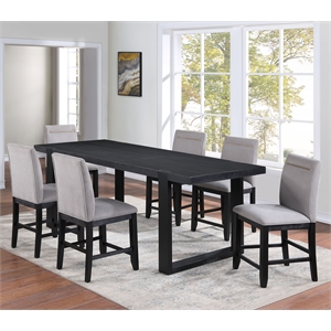 Yves Extendable Rubbed Charcoal 7-piece Counter Height Dining Set