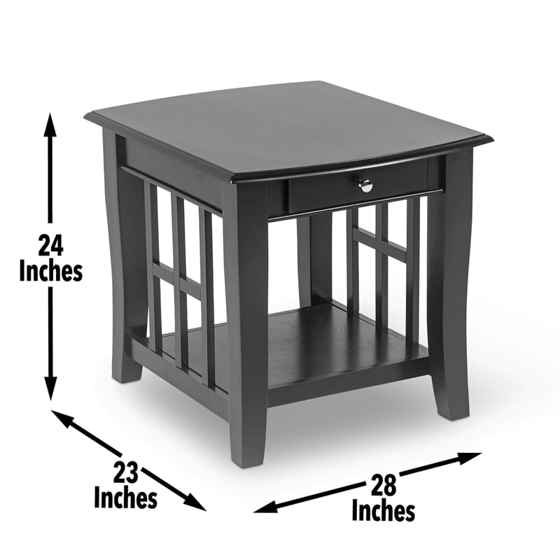 Cassidy 1-drawer Wood End Table in Black Finish