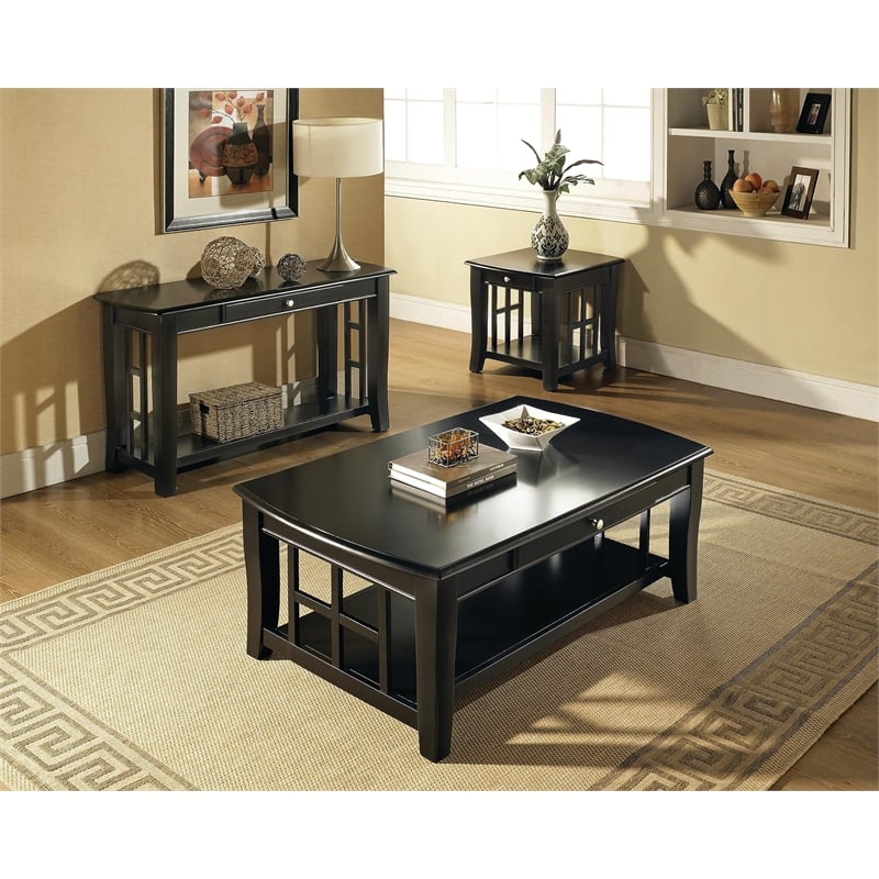 Cassidy 1-drawer Wood End Table in Black Finish