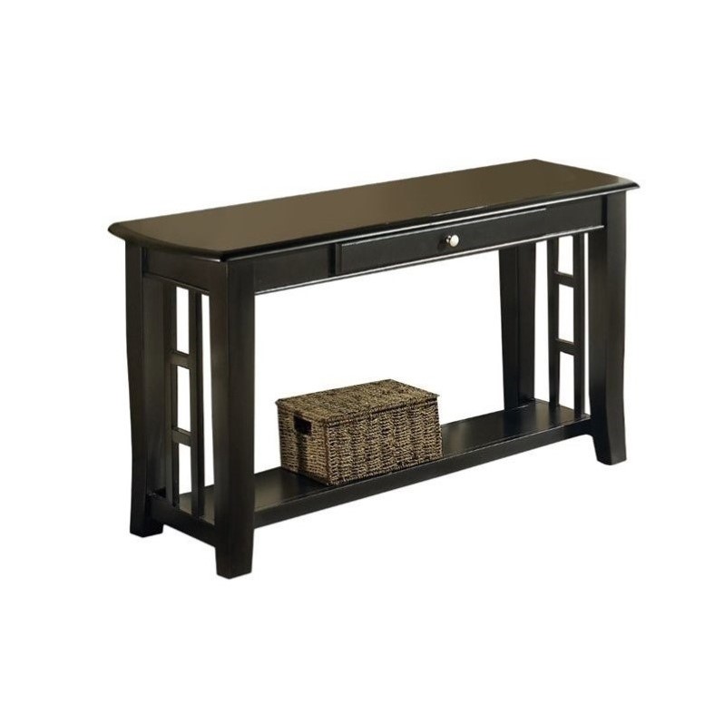 Cassidy 1-drawer Wood Sofa Table with Storage in Black Finish