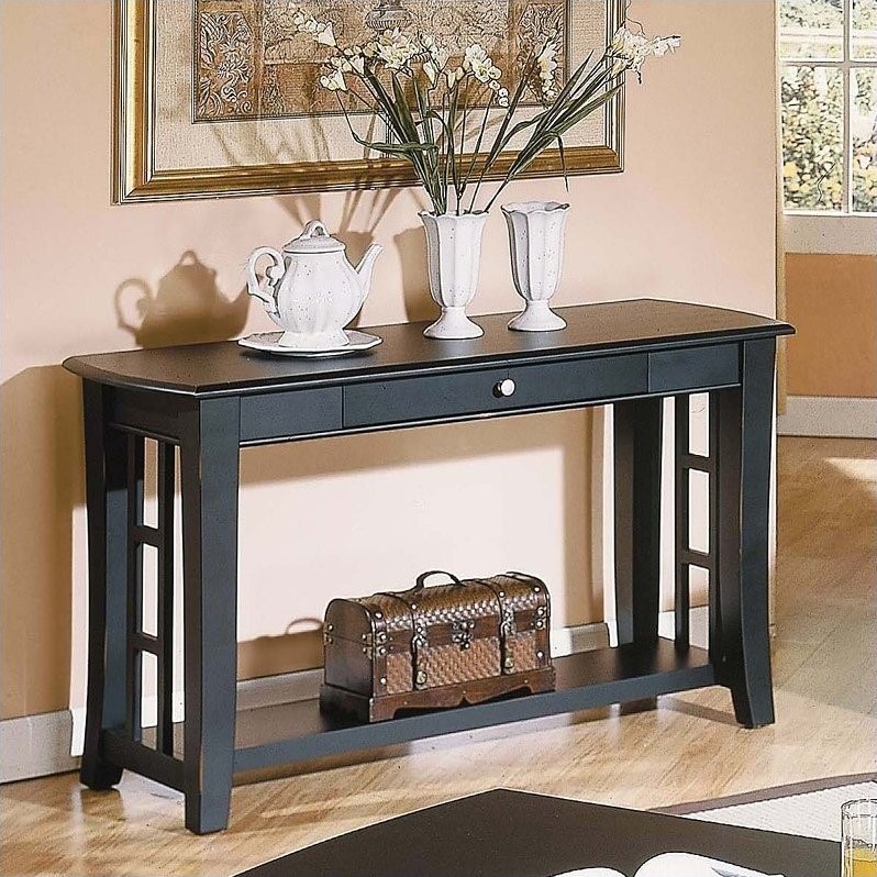 Cassidy 1-drawer Wood Sofa Table with Storage in Black Finish