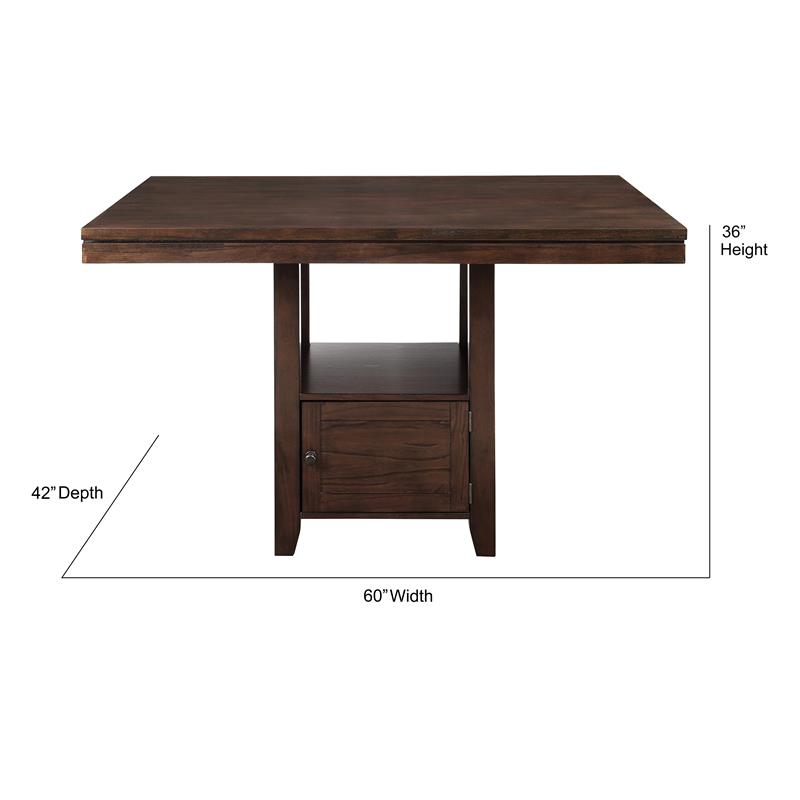 Yorktown Espresso Wood 7-Piece Counter Storage Dining Set