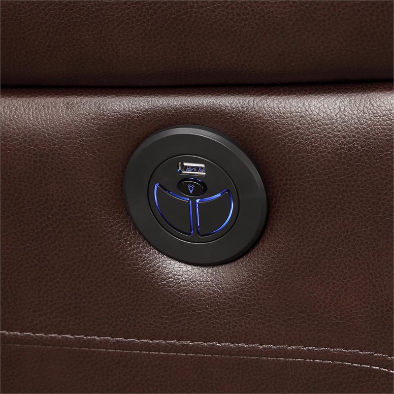 Levin Cocoa Brown Faux Leather 3-Piece Power Reclining Sectional